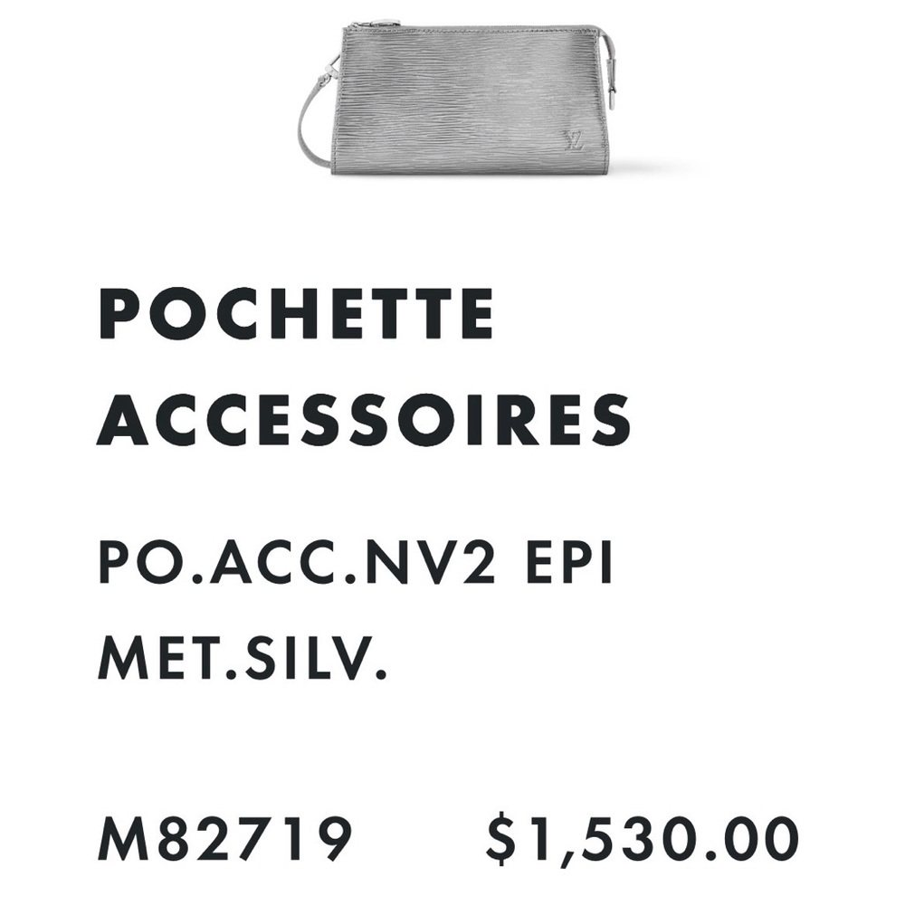 NEW Louis Vuitton Pochette Accessoires Silver Epi Leather - Picture 8 of 10